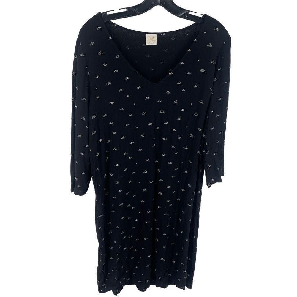 Des Petits Hauts Paris viscose shift dress long sleeves seashells v neck T3 8